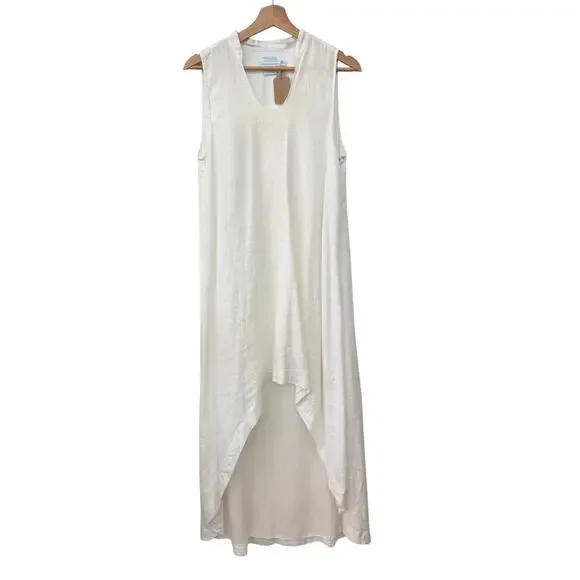 Island Company Persephone White Linen High Low Maxi Dress M Resort Coastal - Picture 3 of 8
